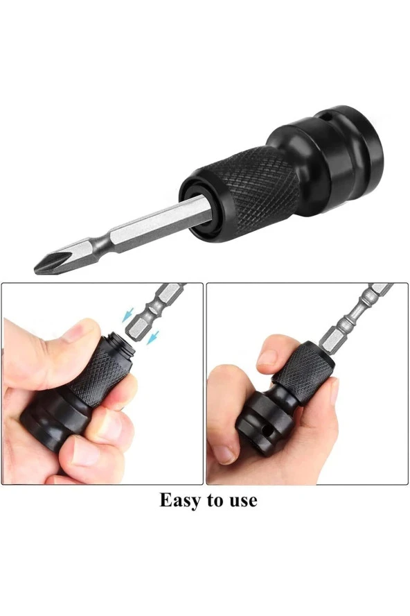 Depolife Darbeli Matkap için Uç Adaptörü 1/2 köşeli tahrik 1/4 altıgen şaft burç adaptör hızlı germe dönüştür - 3