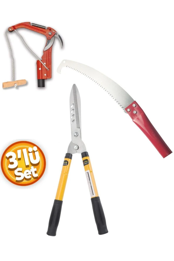 Depolife Bahçe Için Yüksek Ağaç Tepe Dal Kesme Makası Ve Çim Çit Budama Kesme Testere Seti 3 Parça ürün görseli