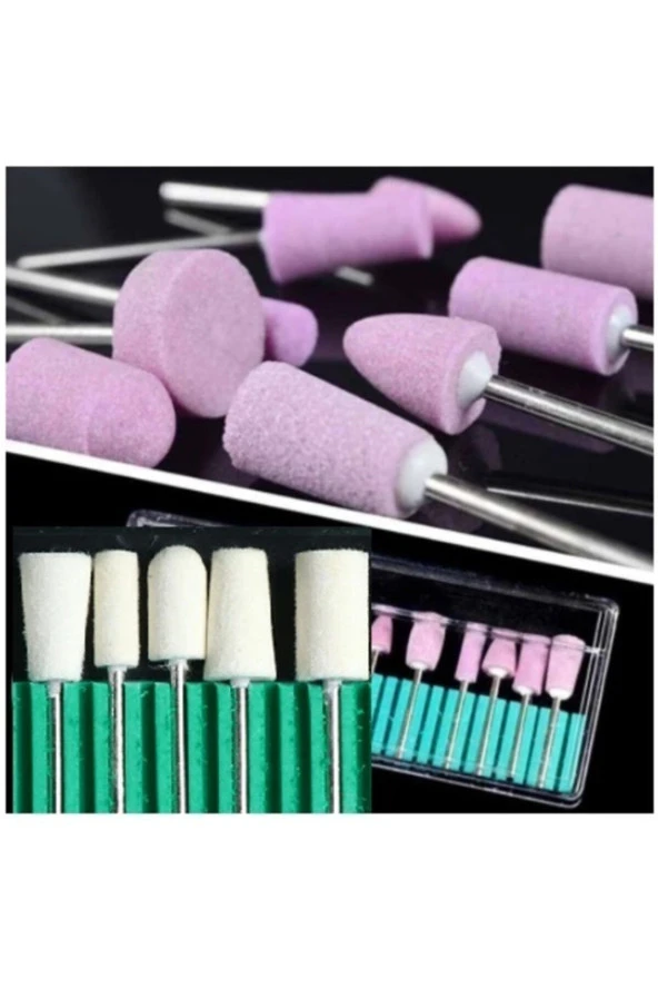 Depolife 12 Parça Protez Tırnak Kuru Manikür Pedikür Temizleme Parlatma Seti Taş Zımpara Ve Keçe Seti - 2