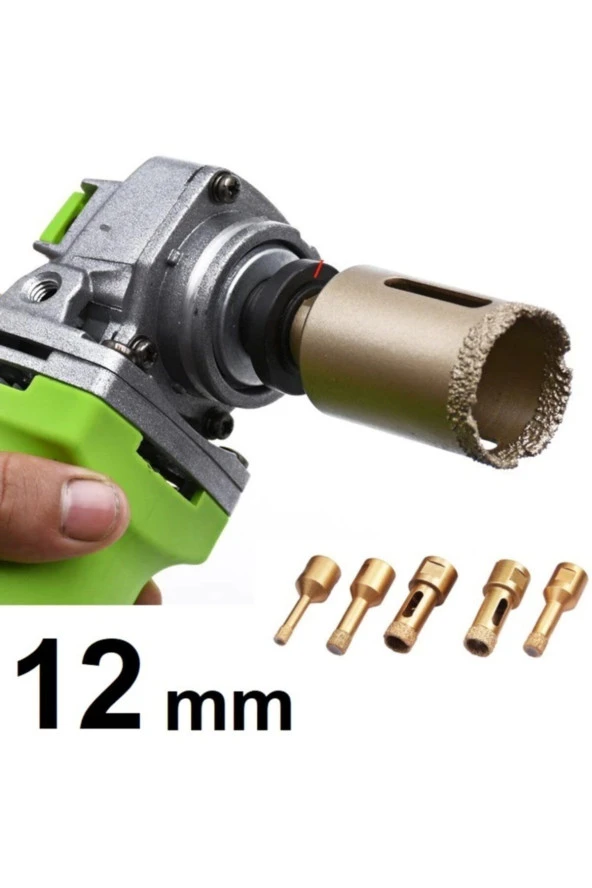 Depolife Mermer Granit Fayans Beton Delme Pancı 12mm Sarı Elmas Karot Vakum Kaynaklı Elmas Karot Sondaj Ucu - Resim 2