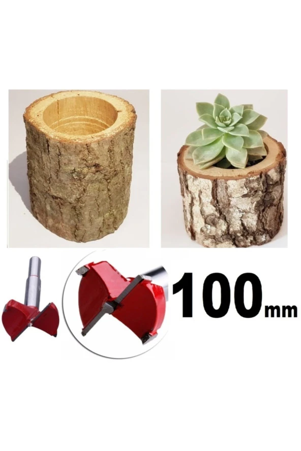 Depolife Tas Mum Saksı Yuva Açmak Için Ahşap Freze Pancı 100mm Panç Matkap Ucu - 2