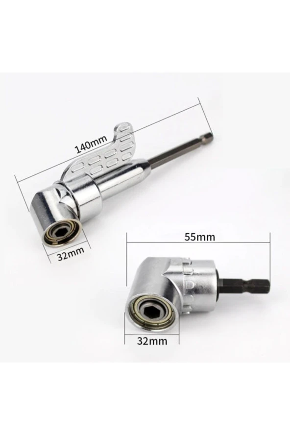 Depolife Köşe Vidalama Delme Kör Nokta Aparatı 1/4 Hex Matkap Adaptörü Kısa Ve Uzun Altıgen Girişli 2li Set - Resim 3