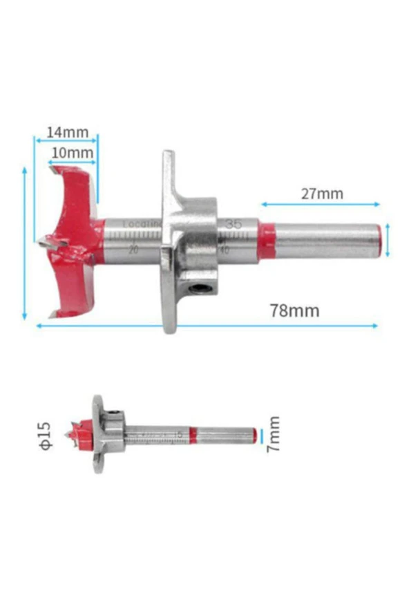 Ahşap Freze Ucu 15mm Panç Karot Stoperli Matkap Yuvarlak Açma Bıçağı Derinlik Ayarlı Panc Bıçak - Resim 3