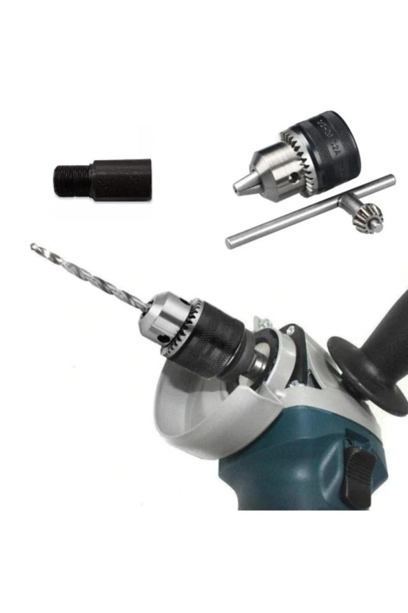 Depolife Avuç Taşlama Spiral Makinesini Mandrenli Matkaba Dönüştüren Adaptörlü Çelik Mandren Anahtarlı - Resim 3