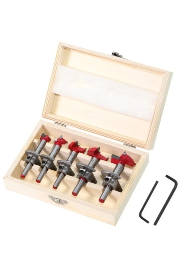 Ahşap Freze Bıçağı Yuvarlak Panc 5 Adet Çantalı Takım Matkap Ucu 15 mm 20 mm 25 mm 30 mm 35 mm