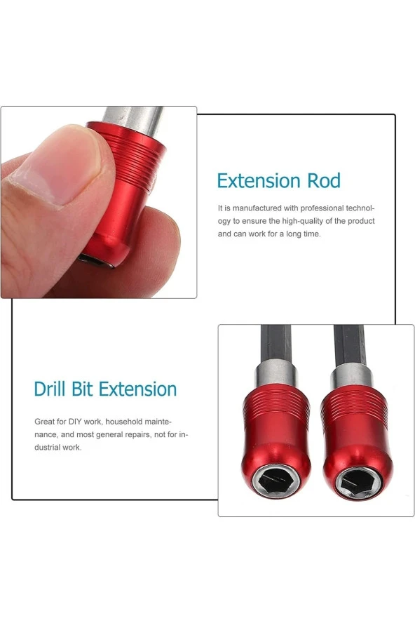 Depolife Hızlı Vidalama Adaptörü Bit Vidalama Uzatma Aparatı Altıgen 1/4 Hex Bits Şaftlı 3 Parça - Resim 2