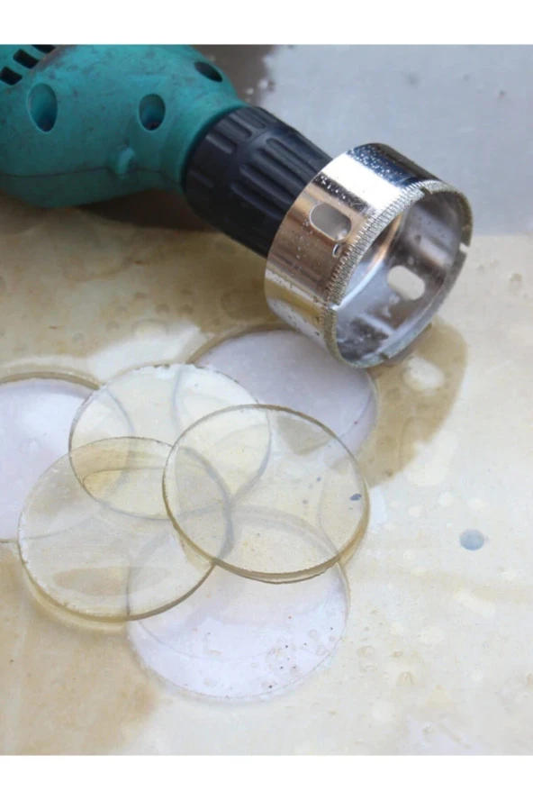 Depolife Mermer Granit Fayans Cam Yuvarlak Delme Panç Elmas Uç Yuvarlak Açma Matkap Için Karot 6cm (60mm) - Resim 2