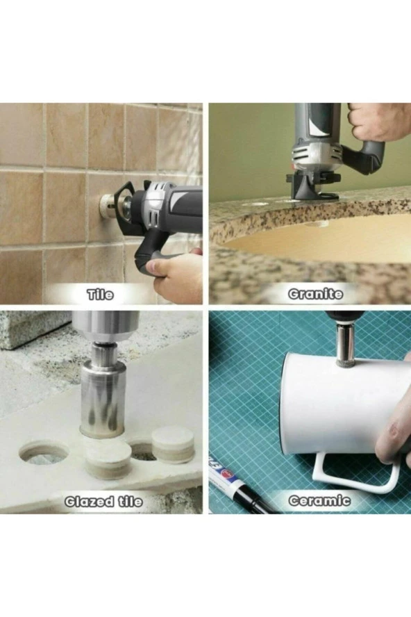 Depolife Mermer Granit Fayans Cam Yuvarlak Delme Pancı 3mm 4mm 5mm 6mm Elmas Uç Delik Açma Matkap 4 Parça - Resim 2