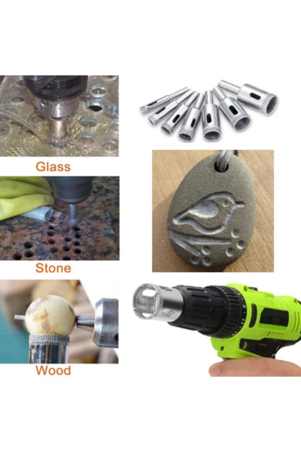 Depolife Mermer Granit Fayans Cam Yuvarlak Delme Pancı 3mm 4mm 5mm 6mm Elmas Uç Delik Açma Matkap 4 Parça - Resim 3