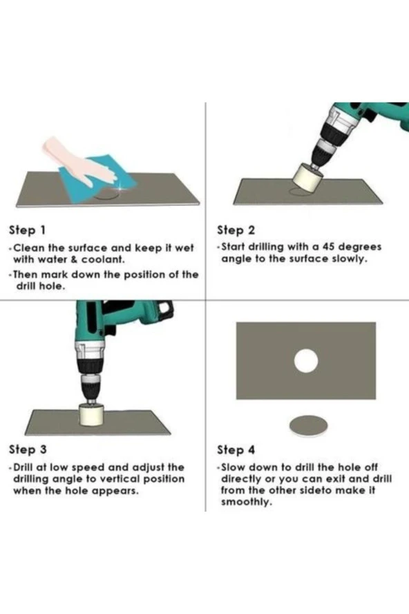 Mermer Granit Fayans Porselen Cam Yuvarlak Delme Pancı 14mm Elmas Uçlu Delik Açma Karot Matkap Ucu - Resim 3