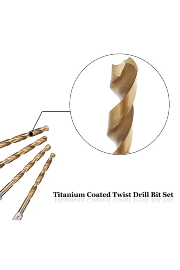 Depolife Hss Çelik Titanyum Kaplı Matkap Uç Seti 10 Parça Altıgen Saplı 1/4 Hex Ahşap Metal Uç Takımı - Resim 3