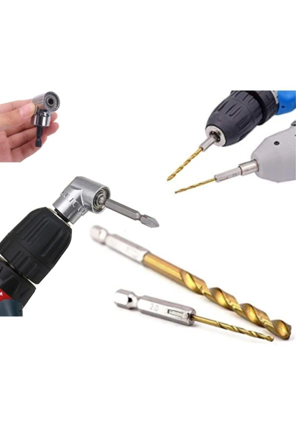 Depolife Altıgen 1/4 Hex Bit Uzatma Adaptörü 5li Titanyum Matkap Ucu Seti Köşe Delme Vidalama Aparatı 6gen - Resim 3