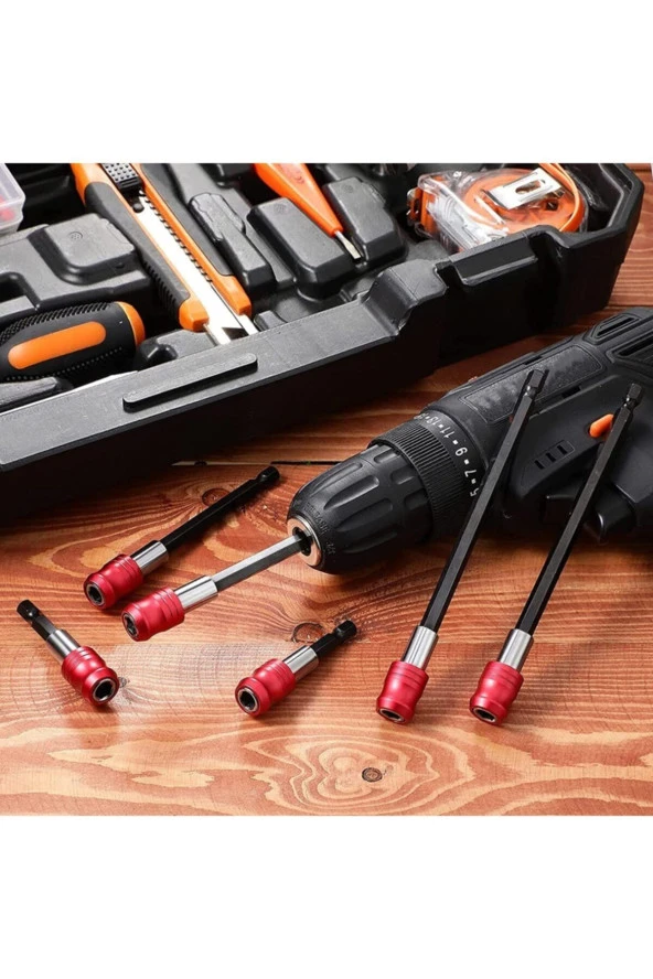 Depolife Hızlı Vidalama Adaptörü Altıgen 1/4 Hex Bits Aparatı Şaftlı Manyetik Tornavida Ucu Matkap Bit Tutucu - Resim 2