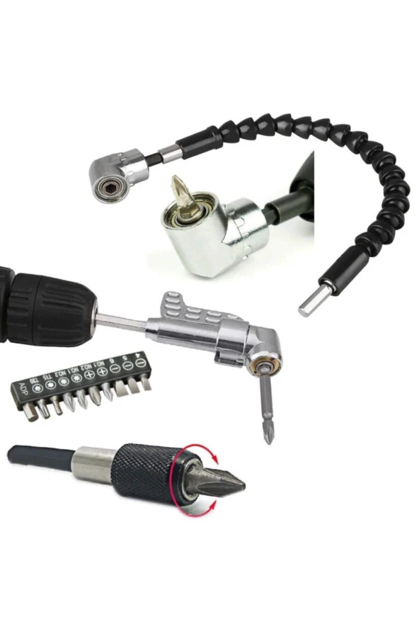 Depolife Matkap Için Vidalama Uç Seti Altıgen Hex Köşe Kör Vidalama Adaptörü Hızlı Bits Adaptör Esnek Hortum - 2