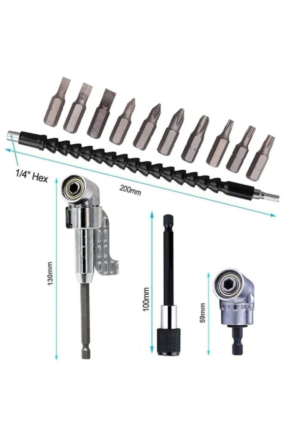 Depolife Matkap Için Vidalama Uç Seti Altıgen Hex Köşe Kör Vidalama Adaptörü Hızlı Bits Adaptör Esnek Hortum - 3