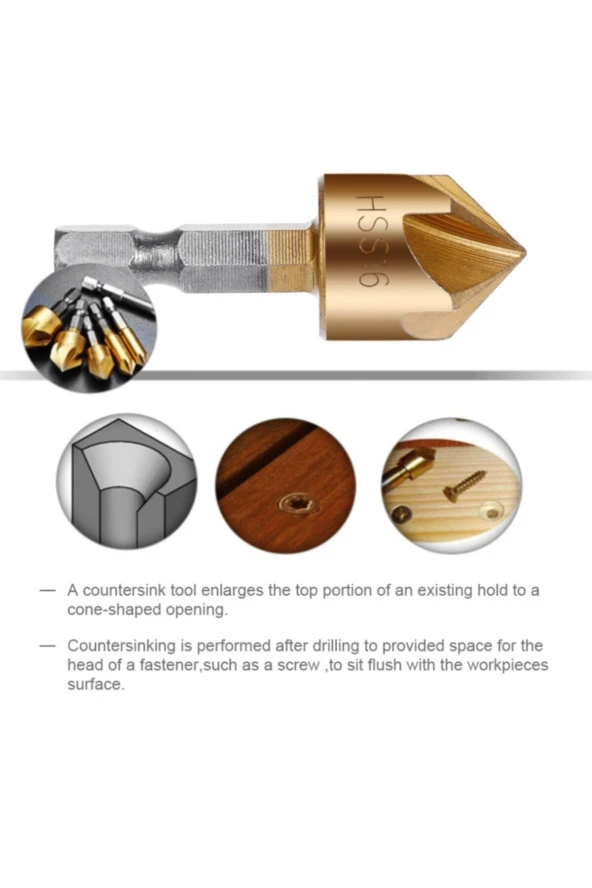 Depolife Hss Pah Havşa Delik Açıcı Matkap Ucu 1/4 Hex Saplı Kesici Takım Pnömatik 6mm-19mm 6 Adet Set - Resim 3