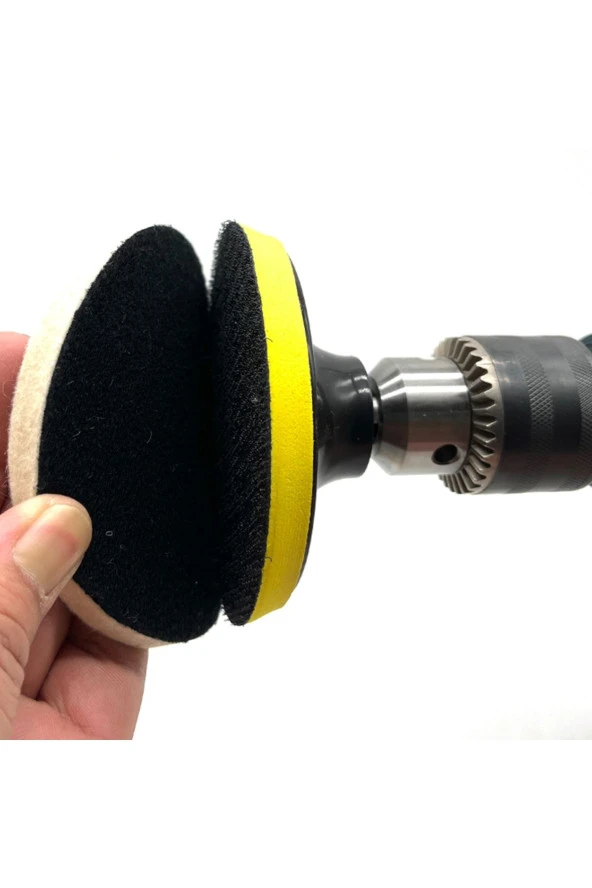 Depolife Yün Keçe Parlatma Pedi 115mm Destekli Pad Matkap Adaptörü Seti Cam Metal Çelik Parlatma Polisaj Seti - 2
