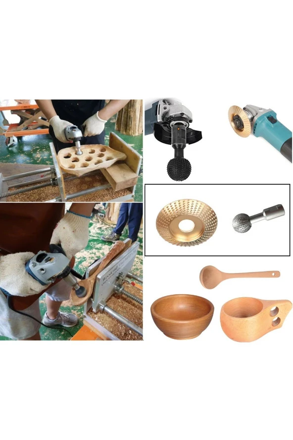 Depolife Kuksa Bardak Ahşap kase Kaşık Oyma ağaç İşleme alet seti Avuç taşlama uyumlu Disk Küre törpü