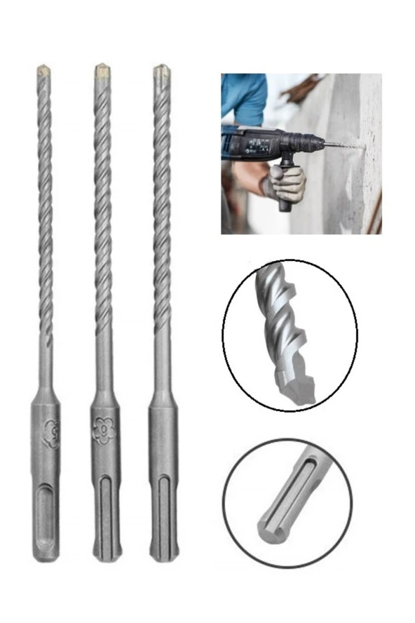 Depolife Kırıcı delici hilti için sds plus elmas uçlu matkap ucu seti 3 parça 6mm-7mm-8mm