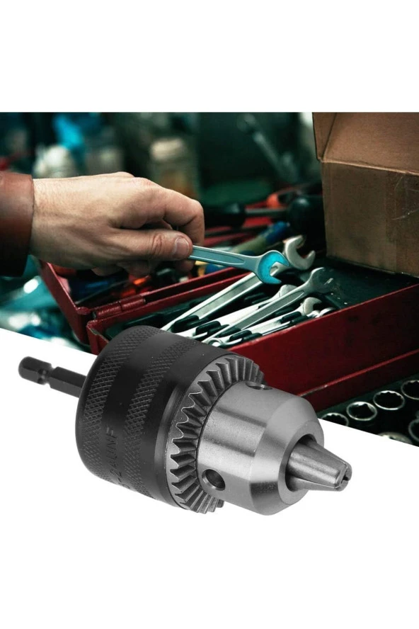 Depolife hex adaptörlü matkap mandreni 1/4 altıgen şaftlı 10mm 3/8 anahtarlı metal mandren anahtarlı ürün görseli