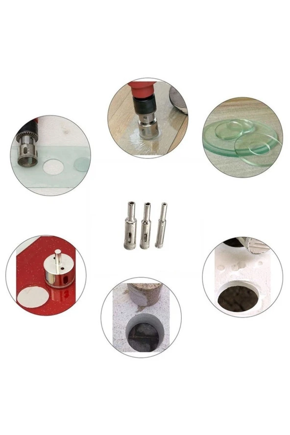 Cam Fayans Mermer Granit Porselen Delme Pancı Boru Tipi Elmas Karot Uç 10mm 12mm 14mm 16mm (4 Adet) - Resim 2