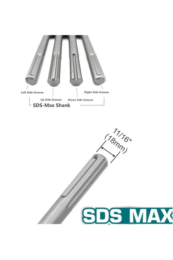 Depolife Sds Max Kırıcı Delici Için Keski Matkap Ucu 25mm Uç 600mm Uzunluk 18mm Kalınlık Sdsmax Girişli - 2