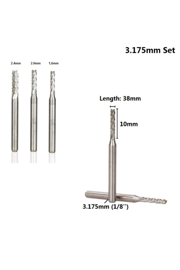 Depolife Carbide Bit End Mill Freze Cnc Tunsten Karbür Ucu Kesici bıçak Ahşap Alüminyum işleme 3lü - 3