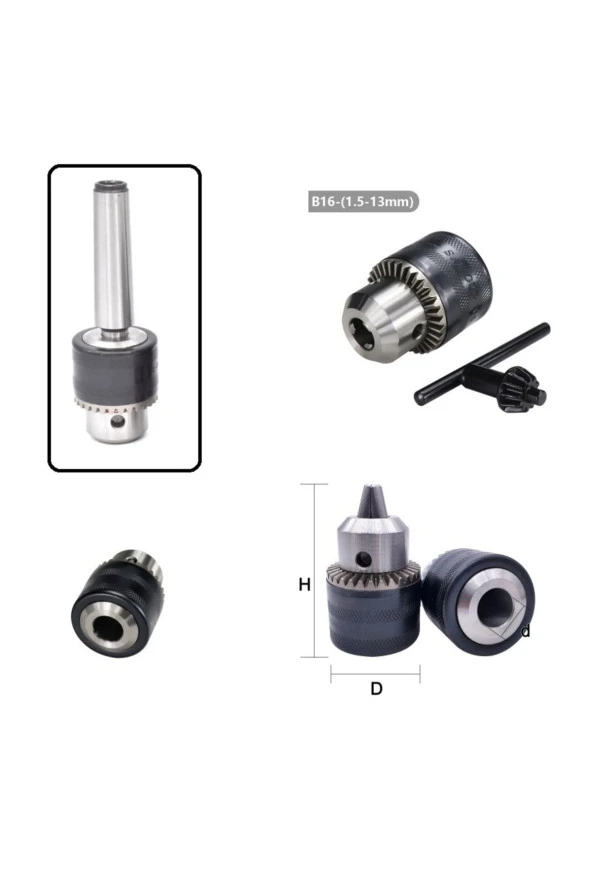 Depolife 1.5-13mm B16 Mandren Konik Matkap Aynası Çelik Anahtarlı Mandiren - 2