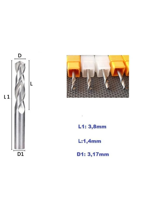 Depolife Kalıpçı Tornacı Delme Cnc Router Karbür Uç Seti 3.20mm 3.40mm 3.50mm 3.60 Carbide Matkap Uç Seti 4lü - Resim 2