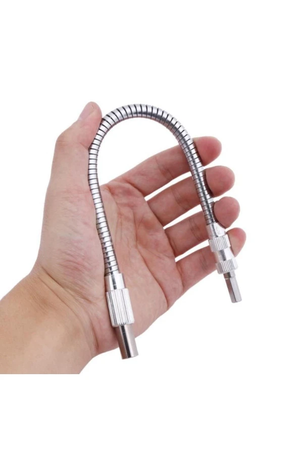 Depolife Altıgen 1/4 Hex Bits Şaftlı Uzatma Adaptör Hortumu Metal Sipiral Esnek Hortum 20cm - Resim 2
