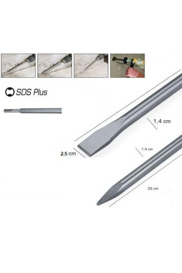 Depolife Kesici Kırıcı Delici Uç Ve Eldiven Seti Sds Plus Keski Hilti Ucu Seti Keski Murç - Resim 3