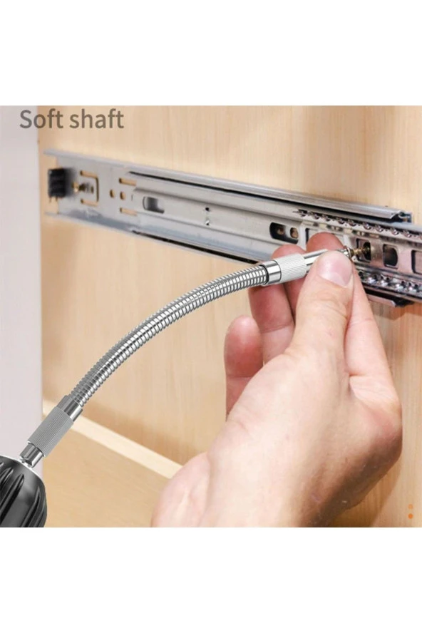 Depolife Altıgen 1/4 Hex Bits Şaftlı Uzatma Adaptör Hortumu Metal Sipiral Esnek Hortum 20cm - Resim 3