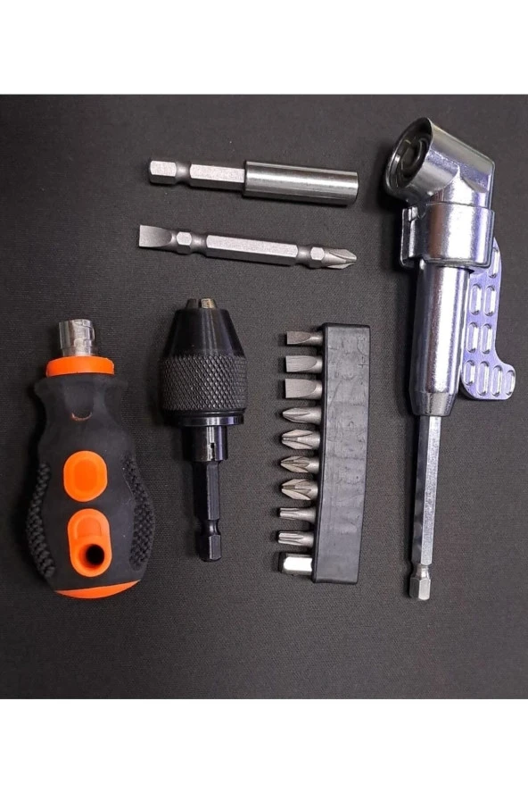 Depolife Çantalı Kör Nokta Köşe Vidalama Mandrenli Tornavida Yıldız Düz Bits Uç Seti Altıgen 16 Lı Matkap Set - 2