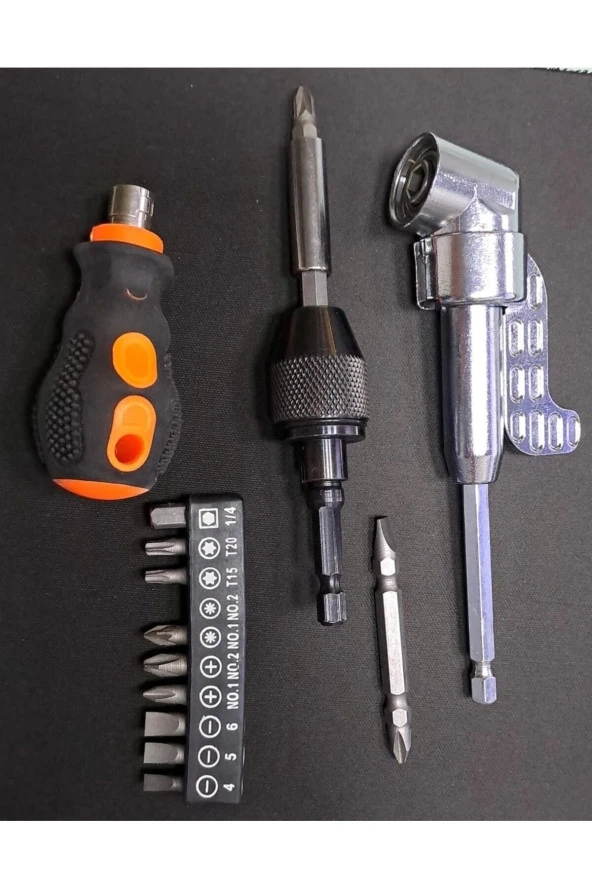Depolife Çantalı Kör Nokta Köşe Vidalama Mandrenli Tornavida Yıldız Düz Bits Uç Seti Altıgen 16 Lı Matkap Set - 3