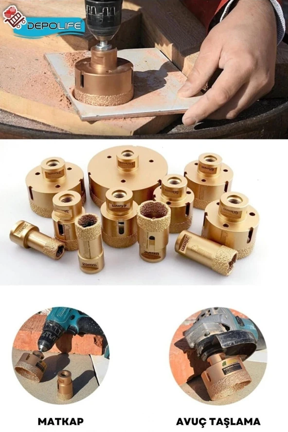 45 Mm Granit Mermer Fayans Beton Taş Delme Panç Canavar Spiral Avuç Taşlama Matkap Uyumlu M14 Aparat - Resim 3