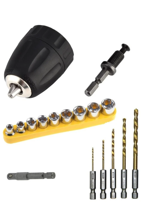 Altıgen Hex Adaptörlü Shank 1/4" Girişli 3/8" Mandren Lokma Matkap Ucu Seti