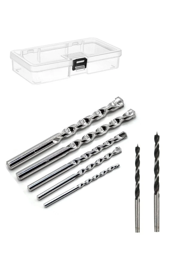 Depolife Beton Duvar Delme Ve Ahşap Matkap Uç Seti 8 Parça Elmas Delme Ucu Organizer Kutulu