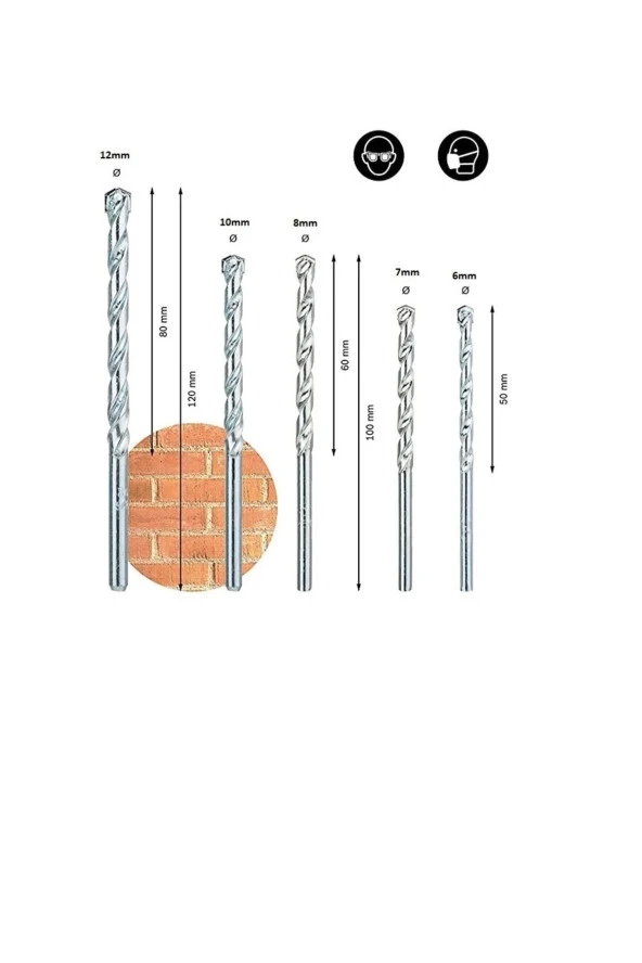 Depolife Beton Duvar Delme Matkap Uç Seti 5 Parça Elmas Delme Ucu Seti