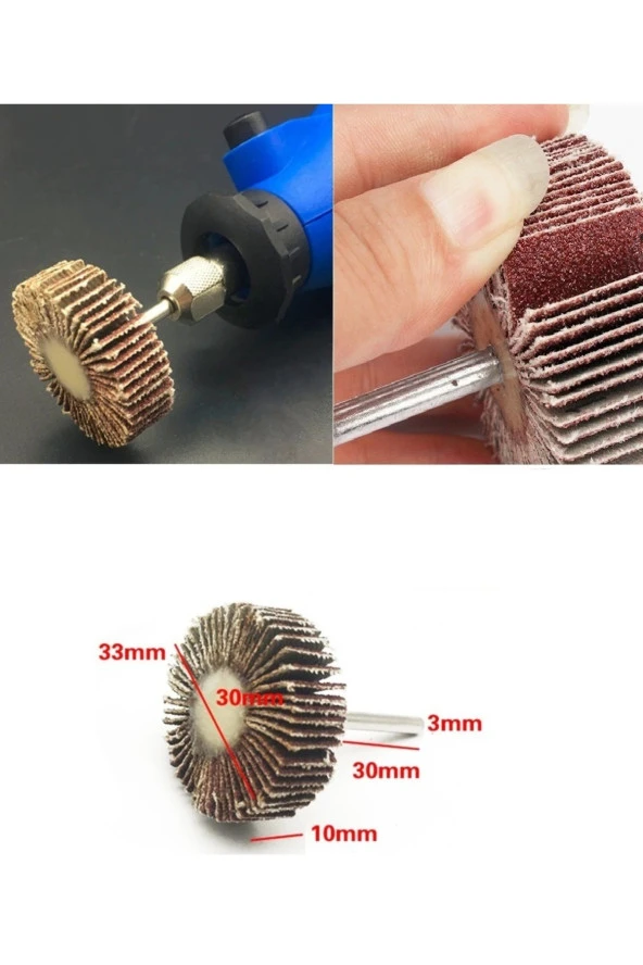 Depolife Flap Disk Taşlama Parlatma mini disk seti matkap gravür için Alüminyum Oksit 5 adet mini Zımpara - 3