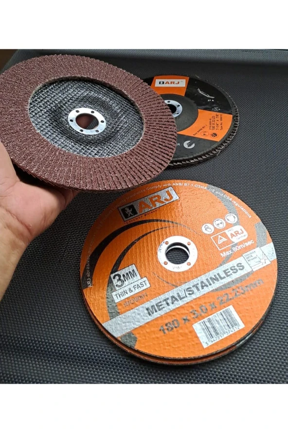 Depolife 180mm flap disk zımpara INOX Metal kesme Taşlama Disk Seti için büyük boy zımparalama diski 4lü Set - 3