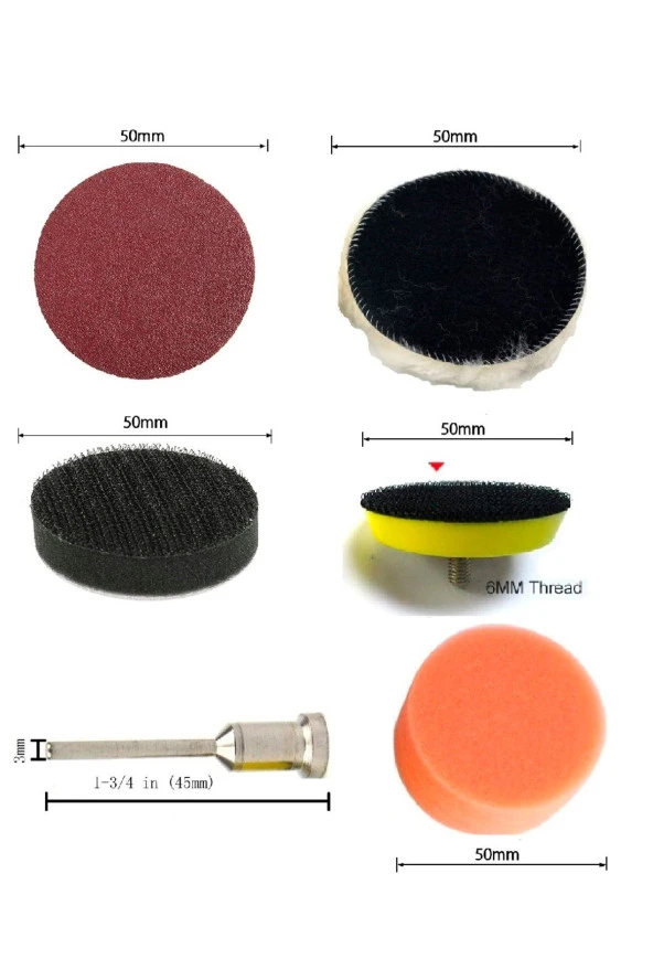 Depolife Gravür Makineleri Için 15 Parçalı Mini Polisaj Uç Seti Seti Cırtlı Taban Zımpara Bone Skoch Sünger - 3