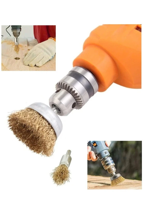 Depolife Matkap için zımpara taşı çelik tel fırça mop yaprak zımpara 10lu set zımparalama bileme pas temizle - 3
