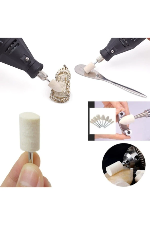 Depolife Dremel Proxxon Uyumlu 12 Parça Parlatma Cilalama Için Mini Polisaj Yün Keçe Seti - 2