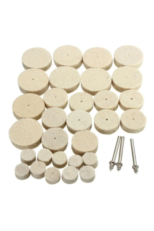 Depolife Polisaj Cila Parlatma Keçesi Yün Matkap Ucu Keçe Dremel 13/25/30mm Toplam 30 Adet Keçe 3 Aparat - 3