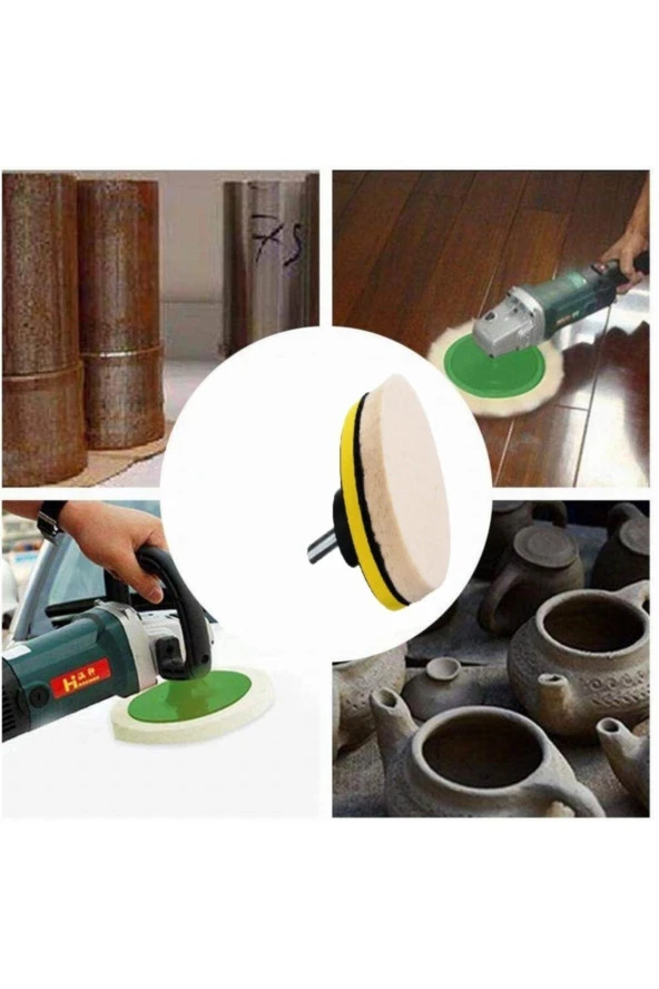 Depolife Yıldız Cila Tüm Metaller Için Parlatma Polisaj Pastası Balmumu Macunu 115mm Cırt Yün Keçe Seti - 3