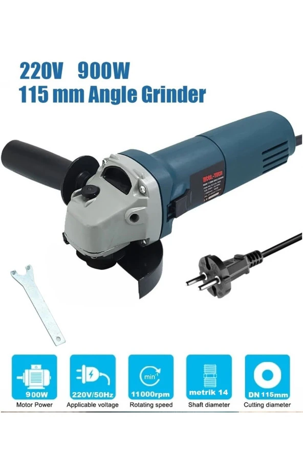 Depolife Avuç Taşlama 900w 115mm 11000 rpm spral taşlama makinesi anahtarlı slikon kordonlu anahtarlı - Resim 3