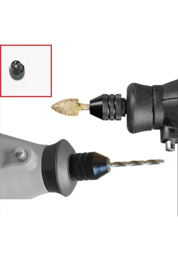 Depolife Atlas 135 G Mini Taşlama Gravür Makinası Mandren Att 135 G Kısa Kuyruk Otomatik Mandrel 3 Çeneli - 2