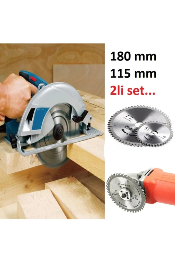 Depolife 180mm ve 115mm Ahşap Sunta Kesme Diski Elmaslı Turbo Kesici Daire Testere Tct Blade 2li Set - 3