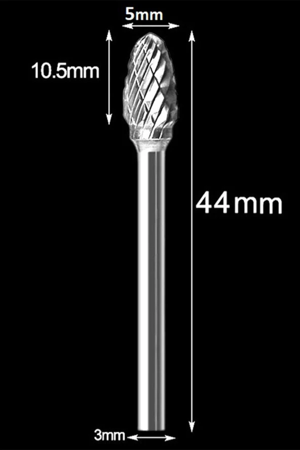 Yoğun Karbür Çelik Tungsten 5 Mm Cnc Router , Dremel Vb. Yuvarlak Kafa Carbide Uç Konik