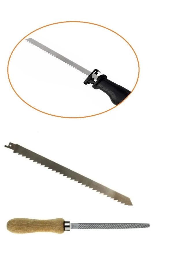 Depolife Tilki Kuyruğu Testeresi Ve Bileme Eğesi Kemik Ahşap Buz Odun Kesme Ucu Paslanmaz Çelik 300mm (30cm)